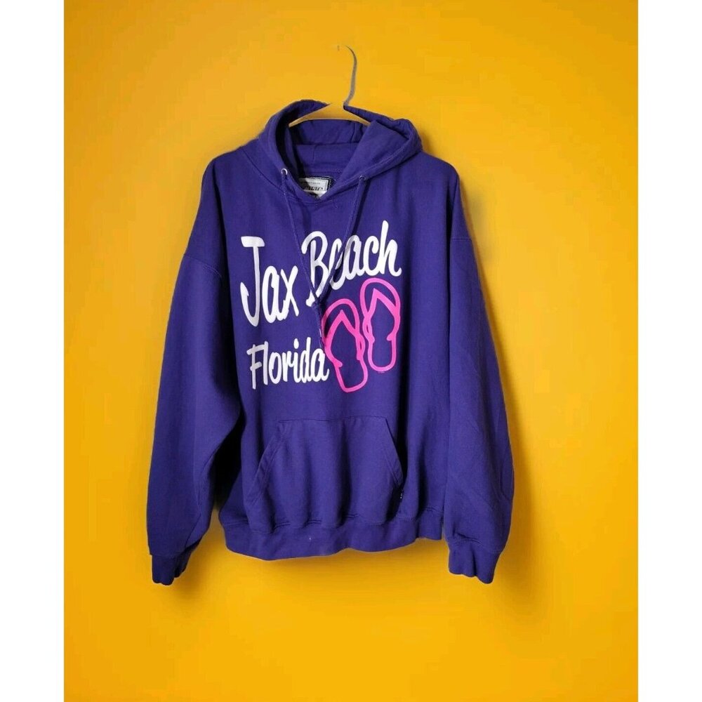 Pacific Co Perfect Hoodie XL Purple Jax Beach Florida Kangaroo Pocket
